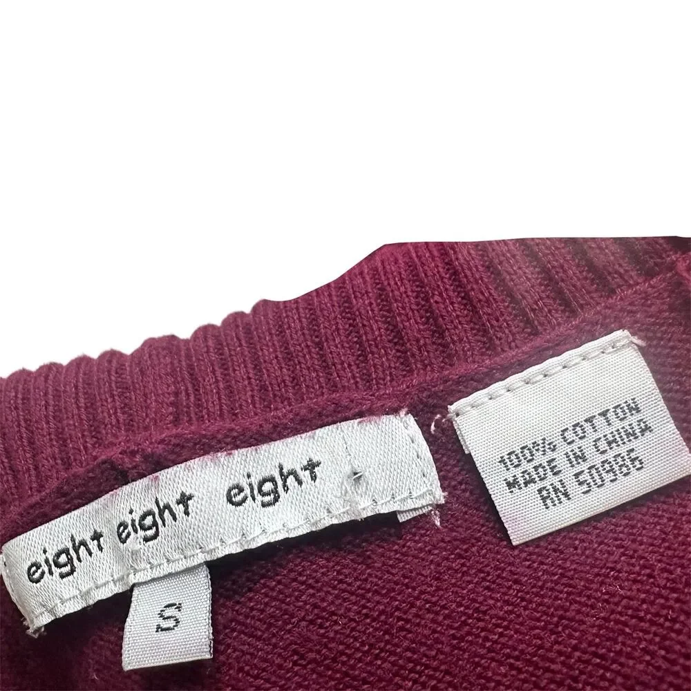 Eight Eight Eight Womens Sweater Sz Small Cowl Neck Burgundy Purple Knit